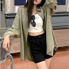 쪼예 데일리 스티치 포켓 박시핏 긴팔 셔츠 남방