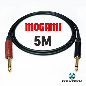 MOGAMI 모가미 2524 55(TS) 사일런트잭 + 뉴트릭 골드 기타 케이블 5M, 1개