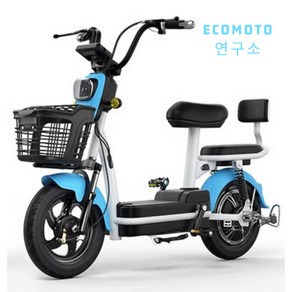 Ecomoto 연구소 전동 스쿠터 전기 자전거 바이크 350w 48V 탈착 배터리 출퇴근, 16AH, 블루, 1개