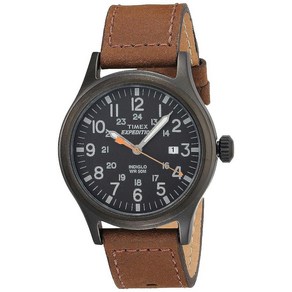 Timex 익스페디션 스카우트 남성용 손목시계 40mm 그린/그레이 가죽/나일론 스트랩 (TW4B14000)