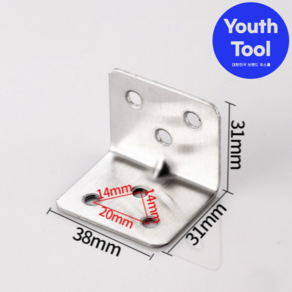 YOUTH TOOL 스텐 스테인리스 코너 ㄱ자 꺽쇠 자브라켓 각철 나사포함, 30개