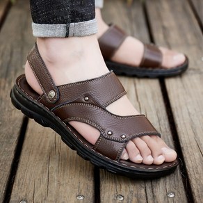 남자 여름 샌들 소가죽 미끄럼 방지 내마모 가벼운 편한 센달 슬리퍼 Men's Sandals