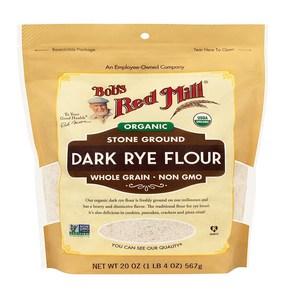 20 Ounce (Pack of 1) Bob's Red Mill Oganic Dak Rye Fl 20온스(1팩) Bob's Red Mill 유기농 흑호밀가루 20온스(1팩, 1개, 566g