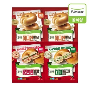 풀무원 [풀무원] 베이글 어니언 2개+대파크림치즈1개+바질토마토크림치즈1개 (총4개), 315g, 1개