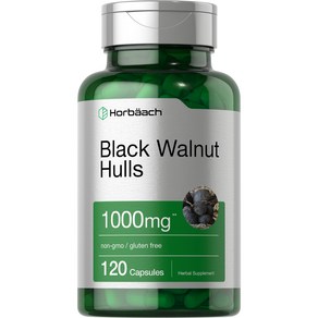 Hobaach Black Walnut Hulls Capsules  1000 mg  120 Count  Hebal Supplement  Non-GMO & Gluten, 1개, 120정