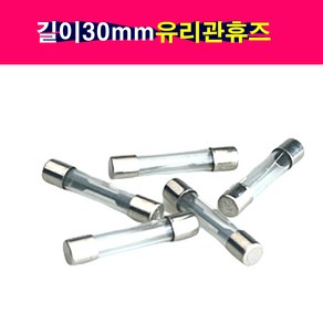 30mm 원통형 유리관휴즈 5A ~ 30A 5개구성 상품 유리휴즈, 15A, 5개