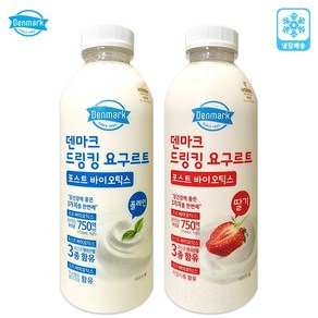 덴마크 드링킹요구르트 750mLx4병(플레인2+딸기2)무배, 4개, 750ml