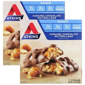 Atkins 앳킨스 카라멜 초콜릿 너트 롤 바 X 2, 44g, 10개