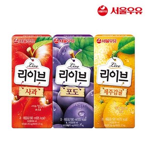 서울우유 리이브 190mlx48팩 사과 포도 제주감귤 아기주스, 48개, 사과24팩+포도24팩, 190ml