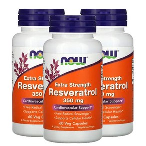 나우푸드 레스베라트롤 엑스트라 스트렝스 Resveatol 350mg 60캡슐 3병, 3개, 60정