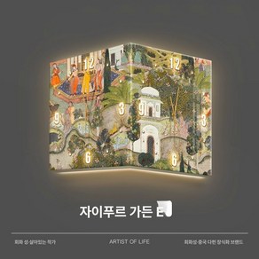 코너 시계 90도 벽시계 그림 복고풍 아트 코너 벽시계 벽화 시계 양 코너와 양면, 10인치, E형 일반모델 [무광] + 시계(금침)