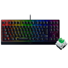 Raze 게이밍 키보드 텐키리스 BlackWidow V3 Tenkeyless KR - Geen Switch 기계식 그린 축 클리어 하우징 Choma RGB 고내구 알루미늄 톱 플레이트 인쇄가 사라지지 않는 ABS 키캡 일본어 KR 배열 N 블랙, 상세페이지 참조, 상세페이지 참조