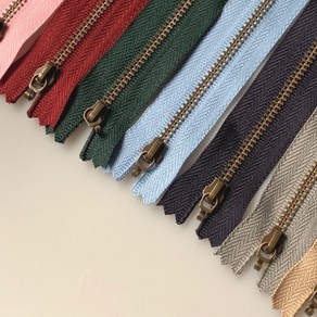 [세아퀼트] YKK 엔틱청동지퍼, 15cm검정, 1개