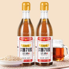 시장쏙 전통압착 들기름, 300ml, 2개