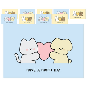 도나와친구들 HAVE A HAPPY DAY 엽서 10 x 15 cm 2종 x 5p 세트, 토미 하트 마몽, 순면이 하트 호두, 1세트