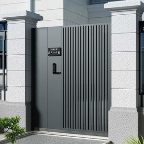 [주니안] 알루미늄대문 주택 대문 슬라이딩 단독주택 초신알루미늄 주문제 정원문 철제 유럽식, 스테인리스강, 1개