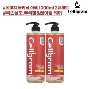 [더블기획][한정수량][임박특가] 셀리그램 데미지 클리닉 샴푸 1000ml 2개세트 (손상모용), 2개, 1L