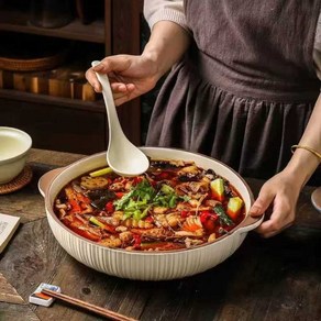 손님접대 플레이팅접시 대형 도자기 찜그릇 갈비찜 그릇 찜닭 접시 고급, 1개, 1. 파랑 10인치