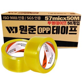 원준테이프 경포장용 투명테이프 50mX50개입, 1세트