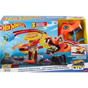 핫휠 Hot Wheels City Toy 자동차 트랙 세트 피자 슬램 코브라 어택 플레이세트 스네이크 테일 나선형 트랙 랜덤마이저 포함 1:64 스케일 차량 1개, 피자 코브라