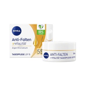 [독일직구] Nivea 니베아 데이케어 크림 55+ SPF15 50ml ANTI WRINKLE + VITALITY, 1개