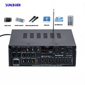 이퀄라이저 오디오 소리 뮤직 반응 Sunbuck 노래방 사운드 앰프 2.1 채널 200W * 2 고출력 FM USB MP3 10 세그먼트 차량용 블루투스 앰프, 1.110V