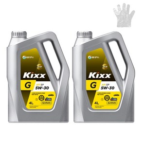 KIXX 킥스 G 5W30 SP 4리터 x 2개 + 비닐장갑 1장, 4L