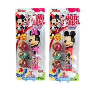 Disney Mickey and Minnie Mouse Pop Ups Lollipop Ca 디즈니 미키와 미니 마우스 팝업 롤리팝 케이스와 Chupa Chups 1.26온스(2개, 2개, 35g