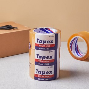 TapeX 테이팩스 투명OPP박스테이프 50mm X 50M X 3pcs 가정용 사무실용 학교 다용도 대용량 포장 테잎, 1개