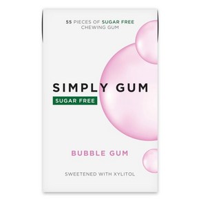 Simply Gum 껌 심플  무설탕 자일리톨 츄잉껌 버라이어티 팩 - 버블껌 페퍼민트 스피어민트 6개 (총 90개) 합성 프리 + 설탕 아스파탐