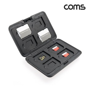 Coms IH431 SD MicoSD(TF) 메모리카드 보관 케이스(8+8개입)/외부 충격으로 안전하게 보관/2단 수납구조/SD카드 8개수납/Mico SD카드 8개 수납, 1개