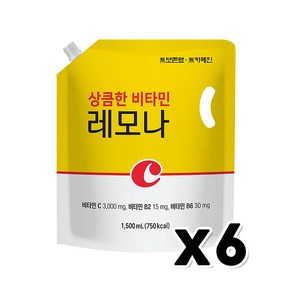 상큼한비타민 레모나에이드 대용량 파우치음료 1.5L x 6개