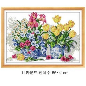 크로스코리아 실십자수 프린트패키지-봄꽃-14ct 전체수, 1개