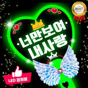 LED 응원봉 야광봉 하트봉 재롱잔치 피켓 콘서트 주문제작, 1개, 왕하트-연두