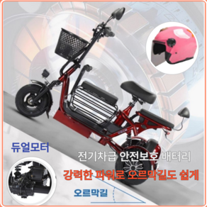 [배리미순] 세발 전기 자전거 바이크 자토바이 삼륜 스쿠터 2인용 3인용 여성, 화이트, (싱글) 2인용 30km