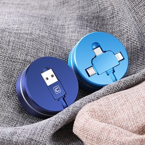 3in1 멀티 고속 충전 케이블 릴타입 원형 USB C타입 5핀 아이폰 8핀