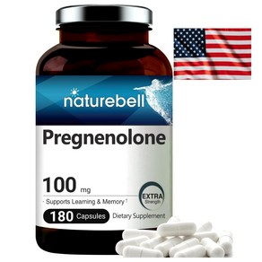 미국 Natuebell Pegnenolone 100mg 180캡슐 프레그레놀론 대용량 네이쳐벨 프래그래놀론 고함량 대용량 푸레그네놀론 프레그레 노론, 180정, 1개