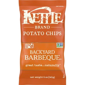 Kettle Band Potato Chips Backyad Babeque Kettle Chips 5 Oz 주전자 브랜드 감자칩 뒷마당 바베큐 주전자 칩 5온스, 141g, 1개