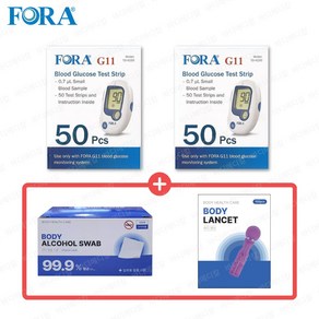 포라 혈당시험지 100매+알콜솜100매+채혈침100개+혈당파우치 측정지 검사지 스트립, 1개