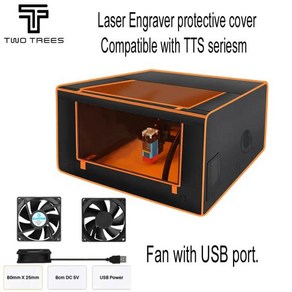 Twotees TTS-55 레이저 조각기 인클로저 방진 보호 상자 TTS-10 USB 흡입 팬 포함 연기 배출 650x600x400mm, 94730, 1개