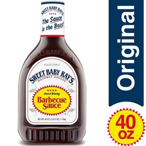 스위트 베이비 레이스 오리지널 바베큐소스 BBQ 폭립 소고기 스테이크 소스 Sweet Baby Rays Babecue Sauce 대용량 1.13 KG 40 oz, 1.13kg, 1개