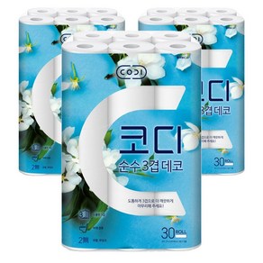 코디 순수 3겹 데코 27Mx30롤x3팩, 30롤, 3개