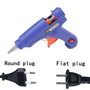 산업용열풍기 미니 가정용 핫 멜트 글루건 DIY 건 열 온도 전기 수리 도구 7mm 접착제 스틱 사용 20W, 1개, 9) blue - Round plug