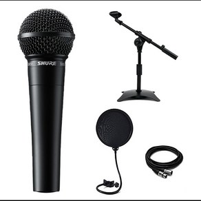 SHURE SM58 BLK 슈어 유선 다이나믹 마이크 보컬 방송용 탁상용 T자 스탠드 케이블 팝필터 (스위치없음)