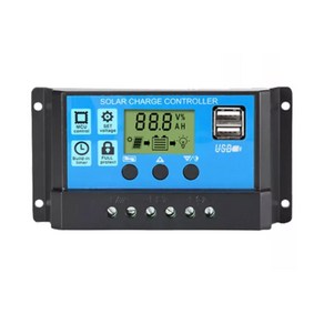 10A 20A 30A PWM 태양열 충전 컨트롤러 12V 24V 자동 태양 전지 보드 USB 5V LCD 디스플레이 PV 레귤레이터, blue, 1개