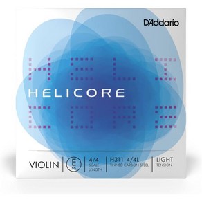 D Addaio Oc헤스트라 Helicoe 4 사이즈 바이올린 줄 세트 알루미늄 권선 E 포함 H310W 4M 중간 장력, Light, Single-E, 1개