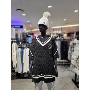 라독 [라이프워크] WOMAN) 핀 배색 케이블 V-neck LONG 니트 베스트 (LW223KT761-40) 백화점 아울렛 (4282229)