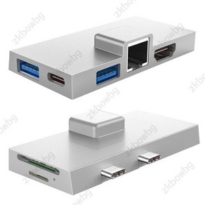 허브 도킹 스테이션 스플리터 마이크로소프트 서피스 프로 8 9 X 스테이션용 USB C 4K HDMI 호환 C타입 RJ45 1000mbps PD 100W, [01] Silve Fo Po 8 9 X, 1개