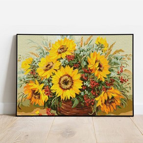 플레이어바웃 DIY 해바라기 바구니 명화그리기 세트 유화 40 x 50, 해바라기 바구니 (GX7536), 1개