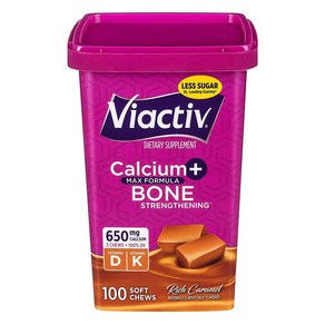 Viactiv 비엑티브 칼슘+비타민D 츄잉 영양제 카라멜맛 100개입, 1개, 100정